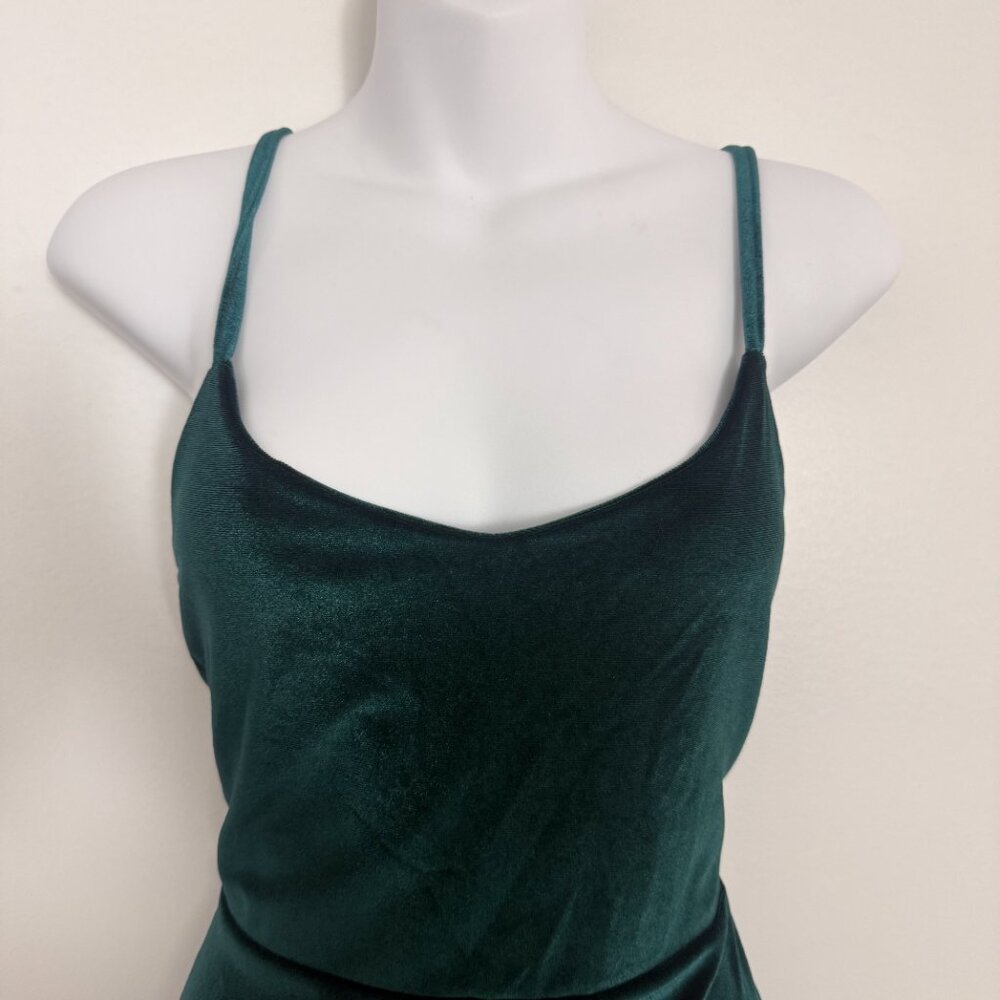 PrettyLittleThing Hunter Green Velvet Romper | Size 6 - Picture 7 of 11